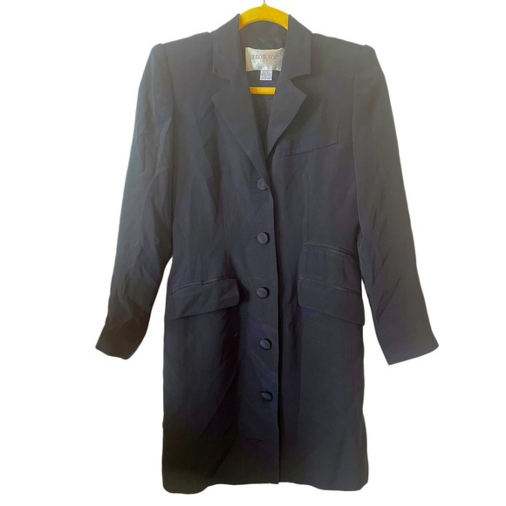 Hugo Buscati Long Silk Evening Jacket blazer Size 2 Black